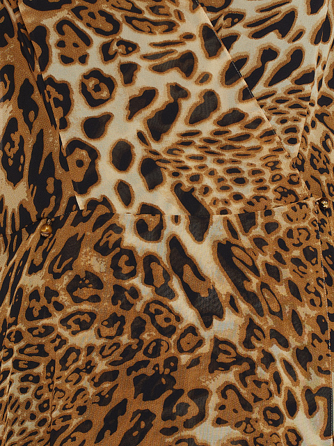 Платье-миди из шифона с леопардовым принтом и бахромой, 3 Платье-миди из шифона с леопардовым принтом и бахромой, 3