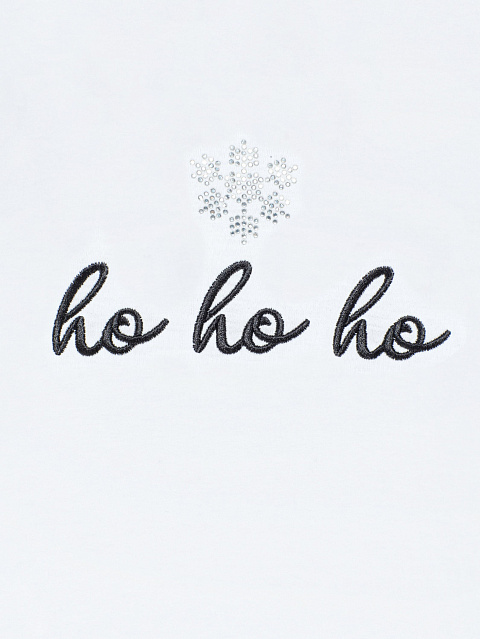 Белая футболка из хлопка с вышивкой и стразами, 4