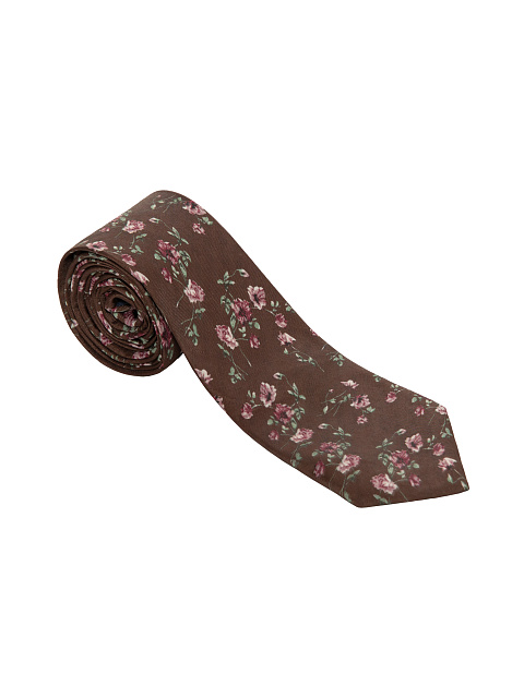 Коричневый галстук с цветочным принтом, 2