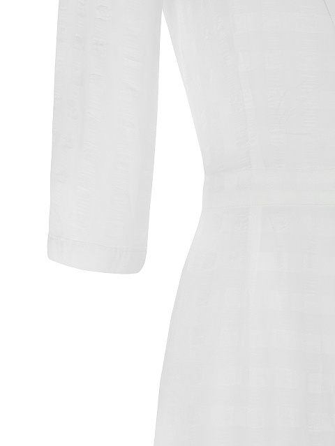 Белое платье-макси из тонкого шифона в клетку, 3