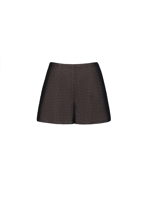 Черный костюм-двойка с отделкой из кружева и меха норки, 5