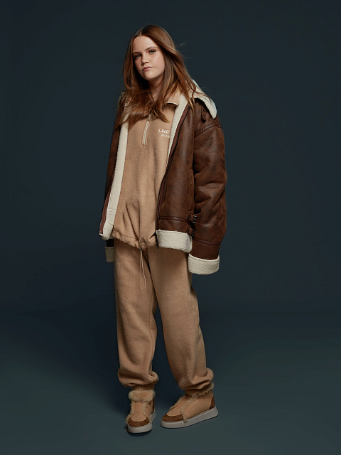 Коричневая дубленка из эко-меха, 13