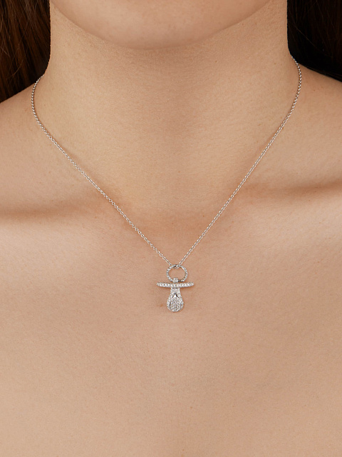 Колье с кулоном в виде соски из белого золота и круглых бриллиантов, 2