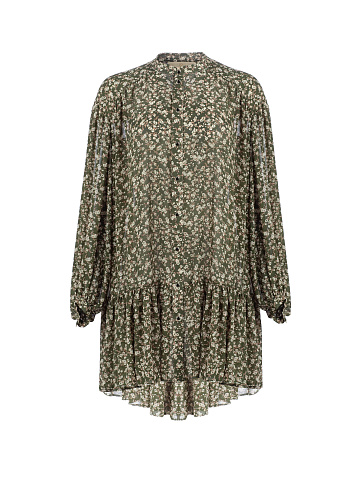 Зеленое короткое платье с цветочным принтом, 1