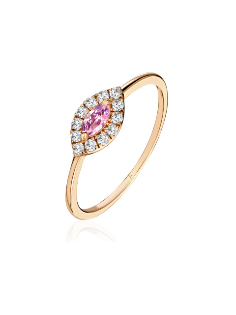 Кольцо из розового золота с бриллиантами и розовым сапфиром, 1