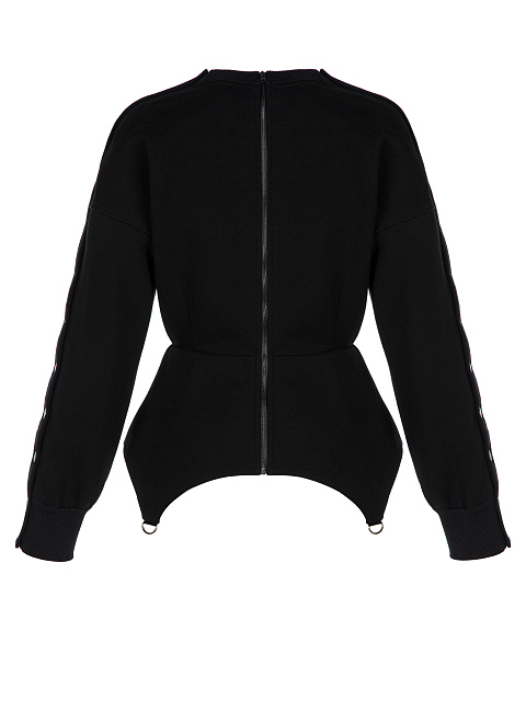 Черная толстовка с баской и кнопками на рукавах, 2