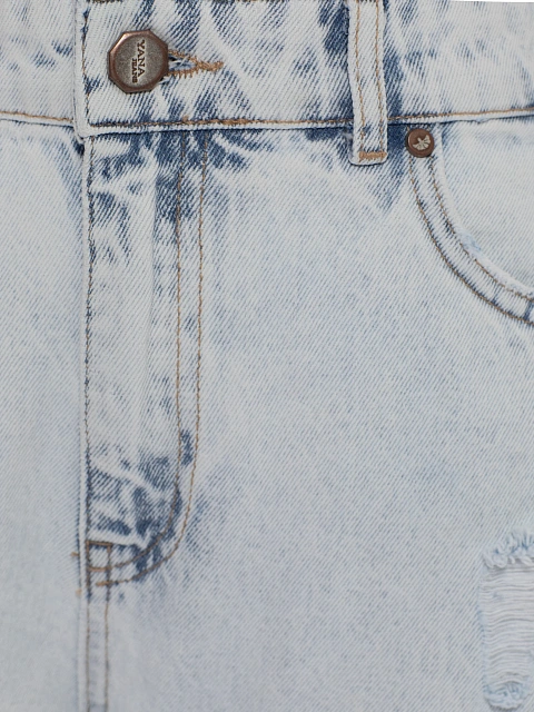 Расклешенные голубые джинсы с цветочной вышивкой, 3