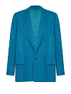 Жакет однобортный из бирюзовой костюмной ткани расклеенной стразами   Жакет однобортный из бирюзовой костюмной ткани расклеенной стразами