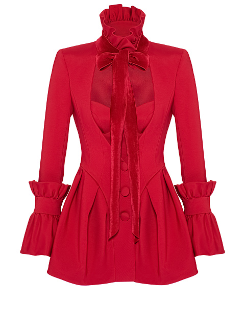 Красный комплект из платья-жакета и топа, 1