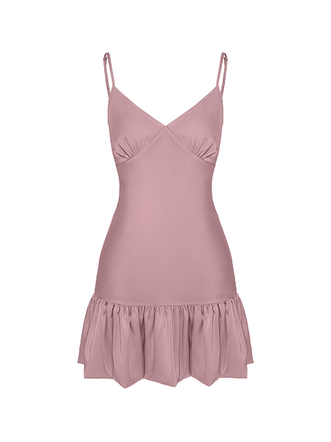 Розовое платье-комбинация с воланом, 1 Розовое платье-комбинация с воланом, 1