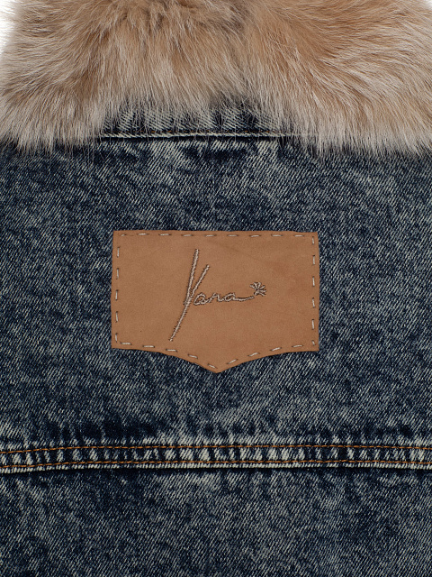 Укороченная джинсовая куртка с мехом рыси, 3 Укороченная джинсовая куртка с мехом рыси, 3