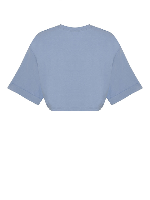 Голубая укороченная хлопковая футболка, 2 Голубая укороченная хлопковая футболка, 2