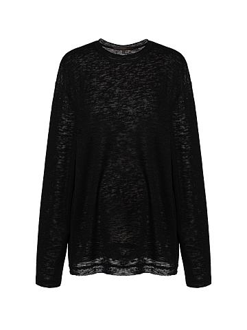 Черный лонгслив из трикотажа, 1