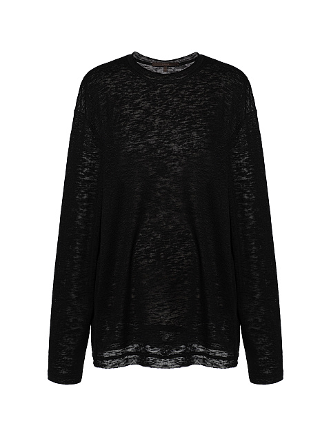 Черный лонгслив из трикотажа, 1