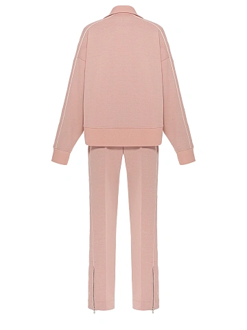 Светло-розовый костюм с укороченной толстовкой и вышивкой, 2