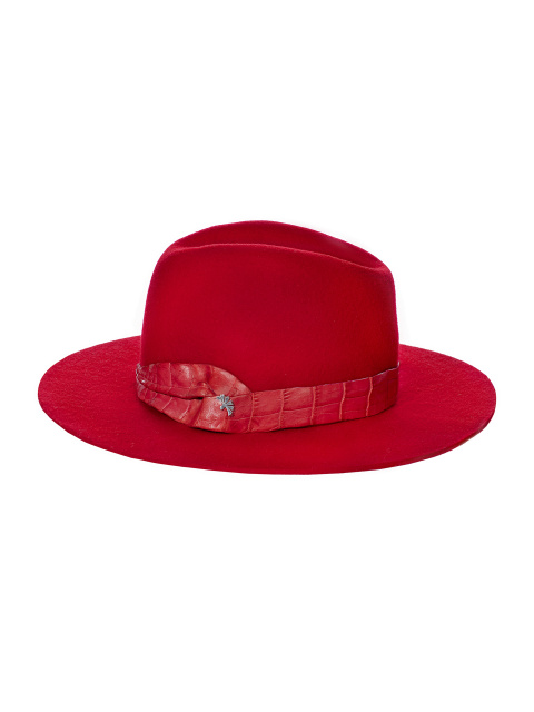 Красная фетровая шляпа с крокодиловой вставкой, 1