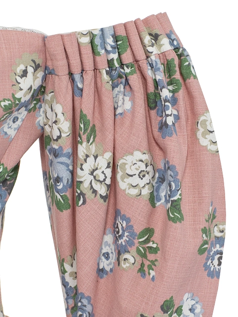 Розовое платье-мини из хлопка с цветочным принтом и открытыми плечами, 5 Розовое платье-мини из хлопка с цветочным принтом и открытыми плечами, 5