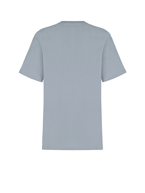 Серая футболка из хлопка с вышивкой и стразами, 4