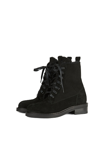 Черные замшевые ботинки с мехом, 1