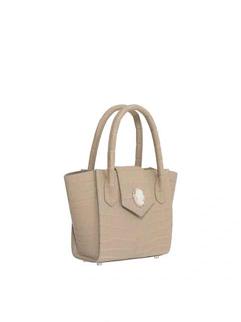 Бежевая сумка из крокодиловой кожи с камеей на раковине, 2