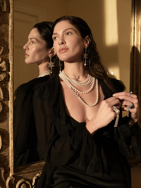 Колье из белого золота с жемчугом Акойя, 4 Колье из белого золота с жемчугом Акойя, 4