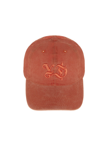 Оранжевая кепка из винтажного денима с красной вышивкой, 2