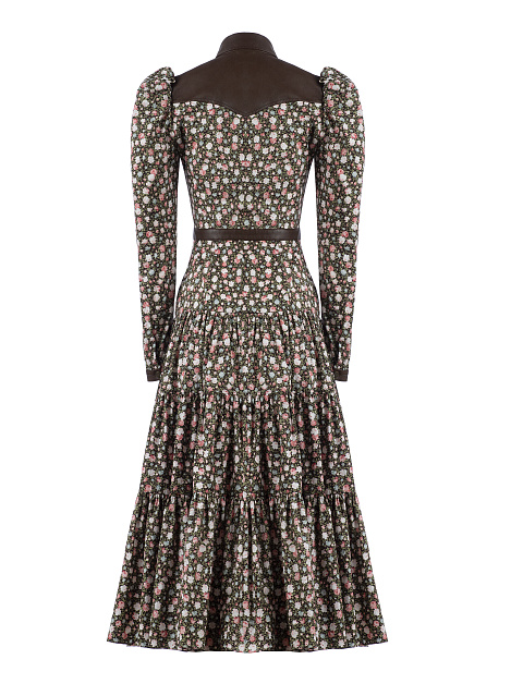 Коричневое платье с цветочным принтом, 2