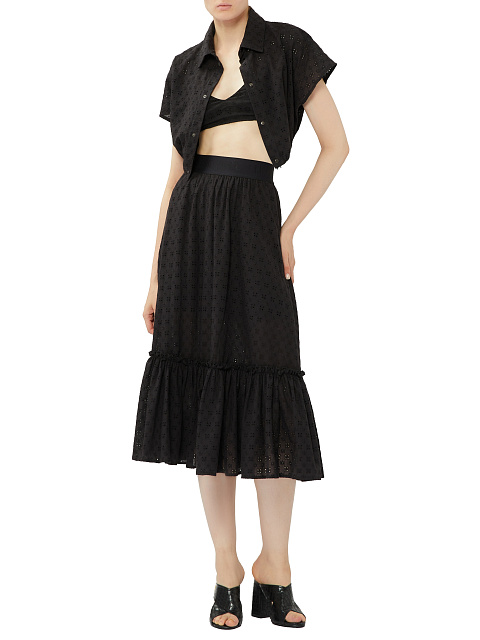 Черная юбка-миди из хлопкового кружева, 8