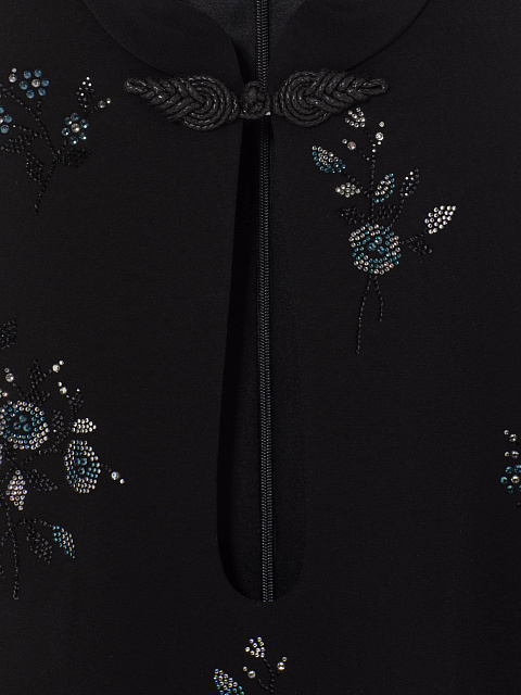 Черное платье-мини из шелка с кристаллами, 3