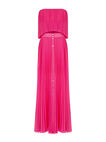 Розовый комплект из топа и юбки-миди, 1