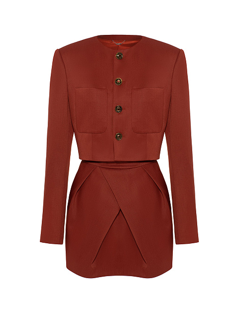 Терракотовый шерстяной костюм-двойка, 1
