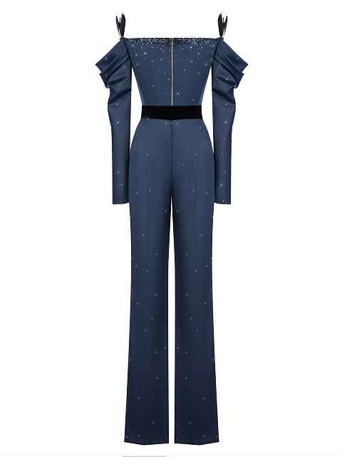 Синий комбинезон с перьями и стразами, 2 Синий комбинезон с перьями и стразами, 2