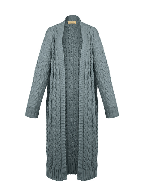 Серо-синий макси кардиган с поясом, 2 Серо-синий макси кардиган с поясом, 2