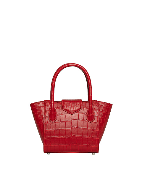 Красная сумка из крокодиловой кожи с лилией, 3