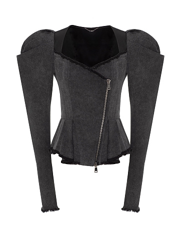 Темно-серый топ из денима с баской, 1