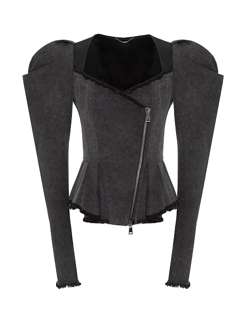 Темно-серый топ из денима с баской, 1