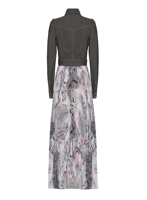 Серое платье-миди с плиссированной юбкой, 2 Серое платье-миди с плиссированной юбкой, 2