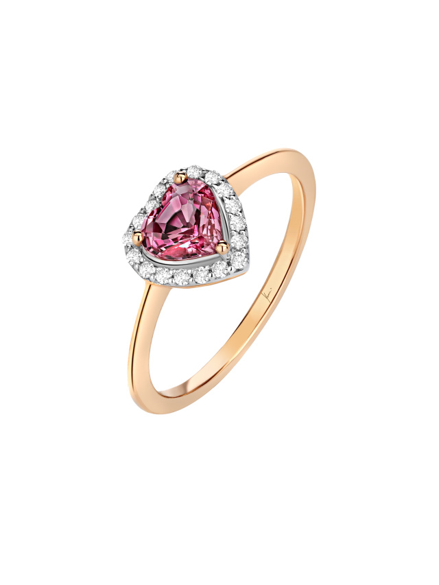 Кольцо из розового золота с розовым сапфиром и бриллиантами, 1
