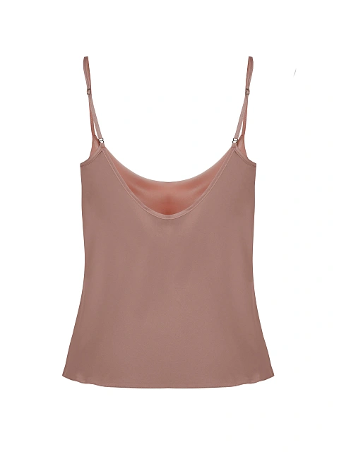 Темно-бежевый атласный топ на тонких бретелях, 2