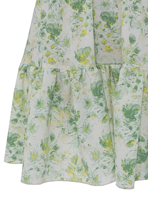 Платье-мини с зеленым цветочным принтом, 3