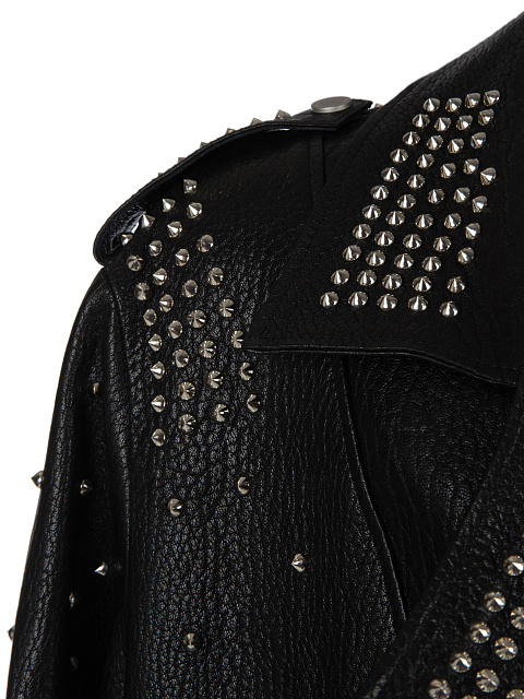 Объемная черная косуха с шипами, 4