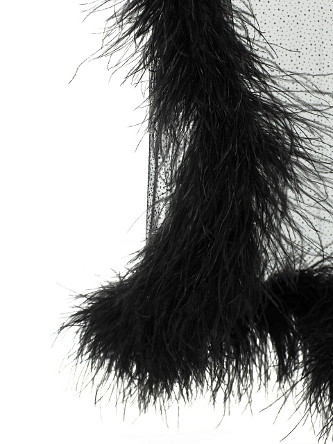 Черная накидка из фатина с боа, 5