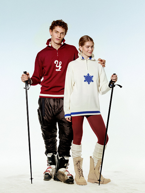 Бордовый вязаный пуловер с молнией, 8