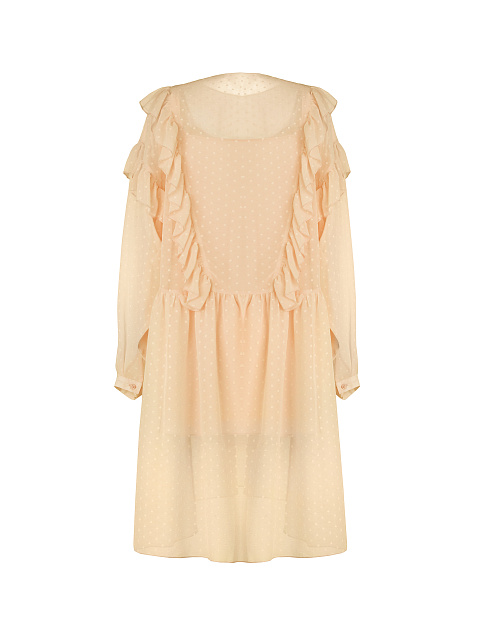 Бежевое платье из шифона с рюшами, 2