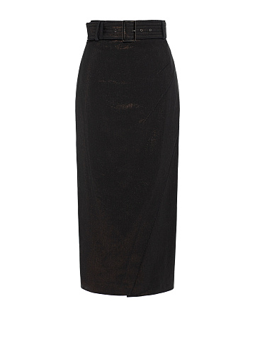 Черная юбка-карандаш из денима с люрексом, 1