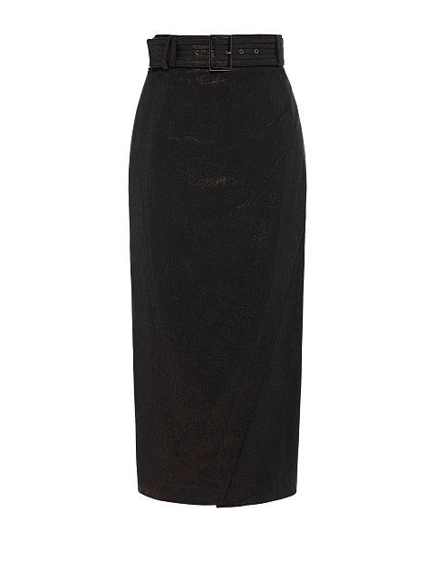 Черная юбка-карандаш из денима с люрексом, 1