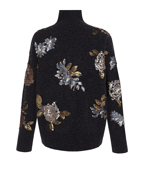 Темно-серый кашемировый свитер с пайетками, 2