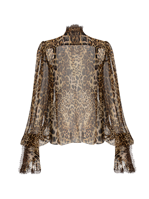 Блузка из шифона с леопардовым принтом и кружевом, 3 Блузка из шифона с леопардовым принтом и кружевом, 3