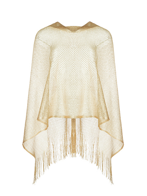 Золотистое пончо из сетки с бахромой, 2