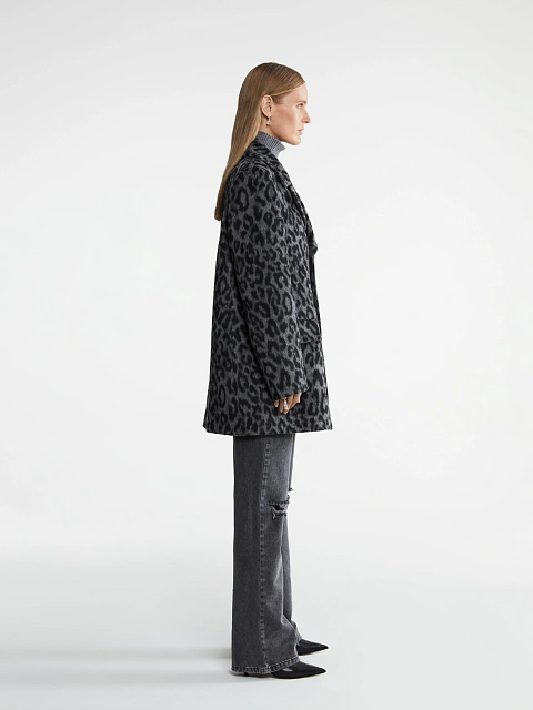 Серое полупальто с леопардовым принтом, 4 Серое полупальто с леопардовым принтом, 4